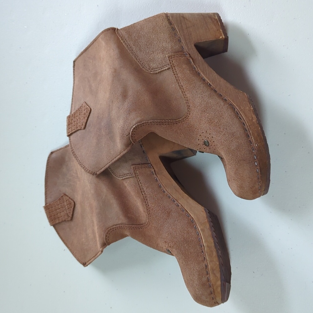 Sanita, mid calf brown suede studded booties. Size 37 /6